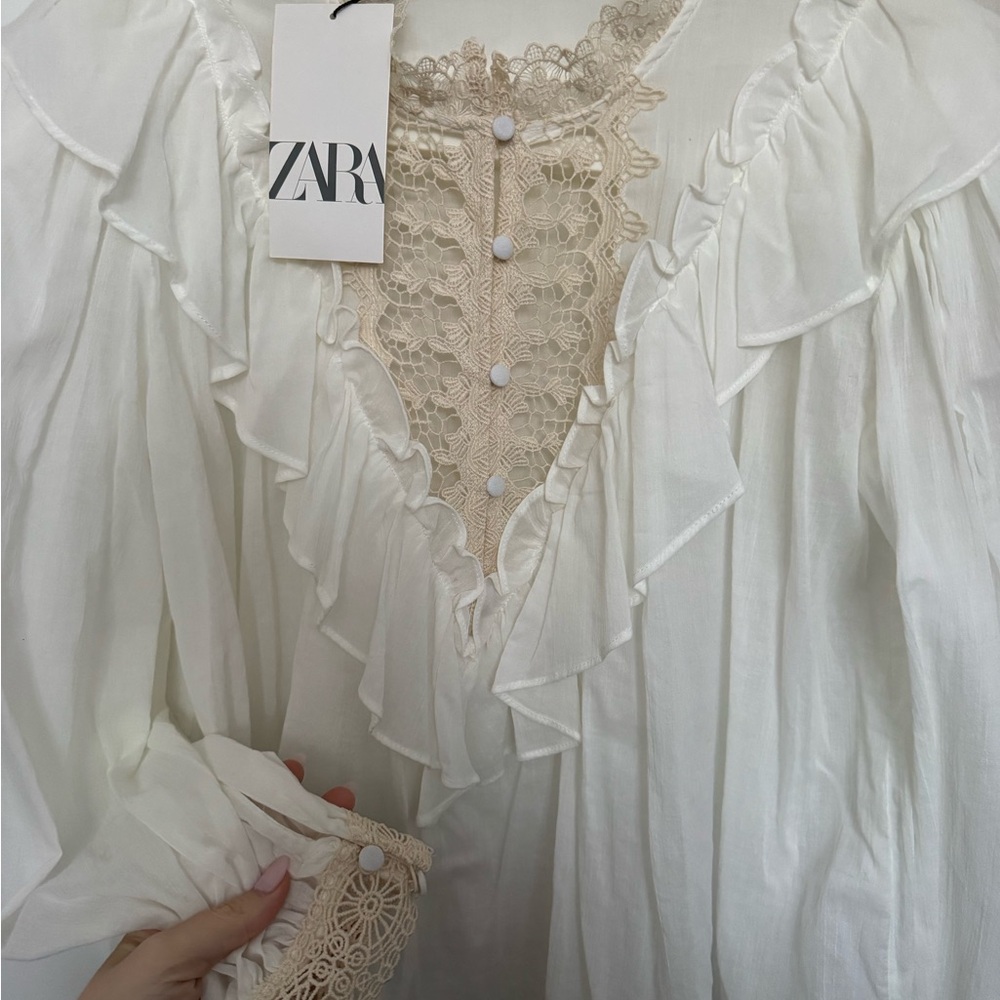 Zara Cream Lace Detail Blouse